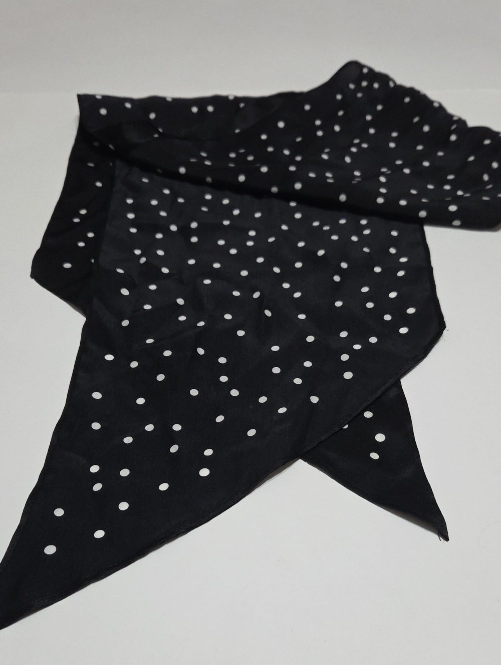 White House Black Market Black and White Polka Dot Satin Scarf